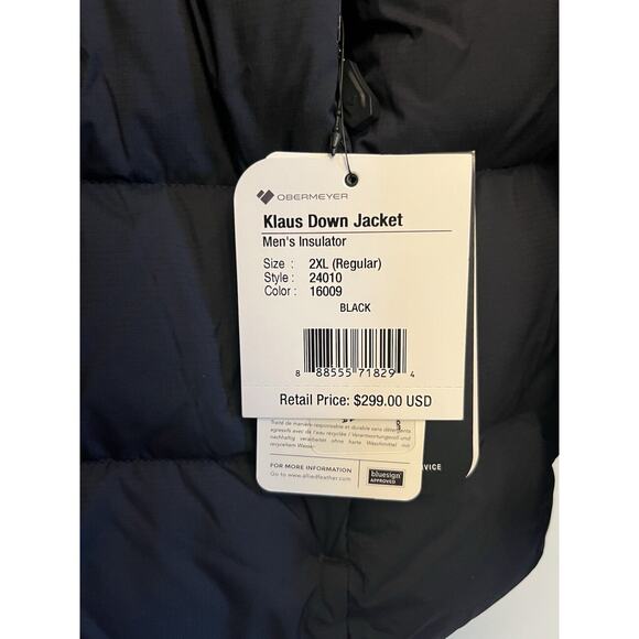 Obermeyer Klaus Down Jacket Men's Winter Coat Puffer Black 2XL $299 NWT XXL - Picture 4 of 8